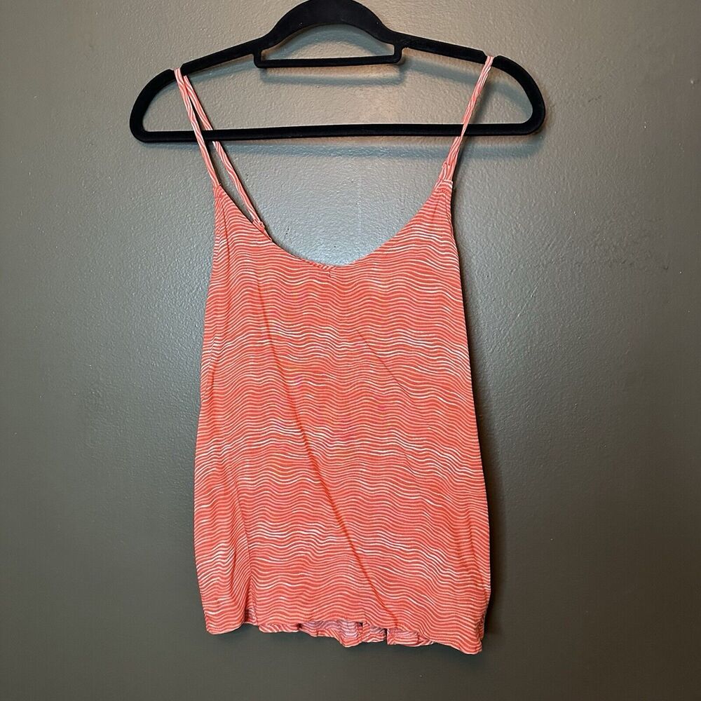 Old Navy Orange White Tank Top Striped Open Back Flowy XS Extra Small